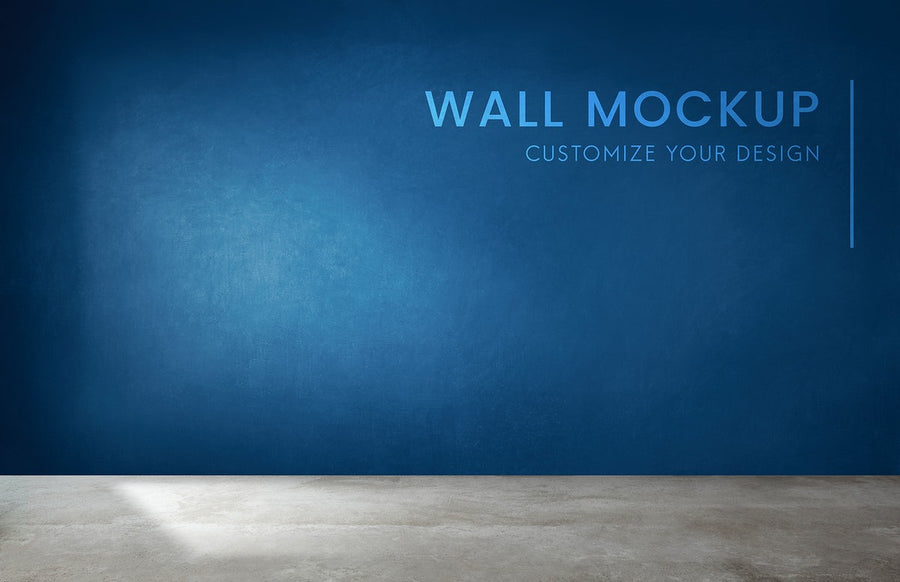 Empty Room With A Blue Wall Mockup