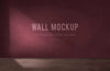 Empty Room With A Burgundy Wall Mockup Psd