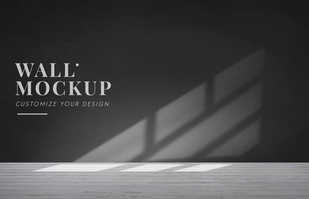 Empty Room With A Dark Gray Wall Mockup Psd