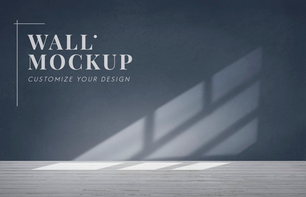 Empty Room With A Dark Gray Wall Mockup Psd