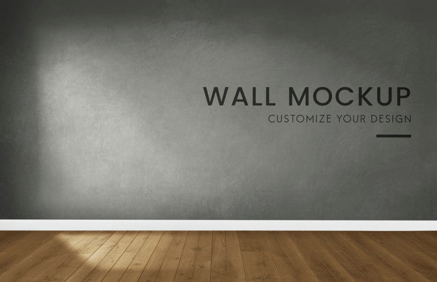 Empty Room With A Dark Gray Wall Mockup Psd