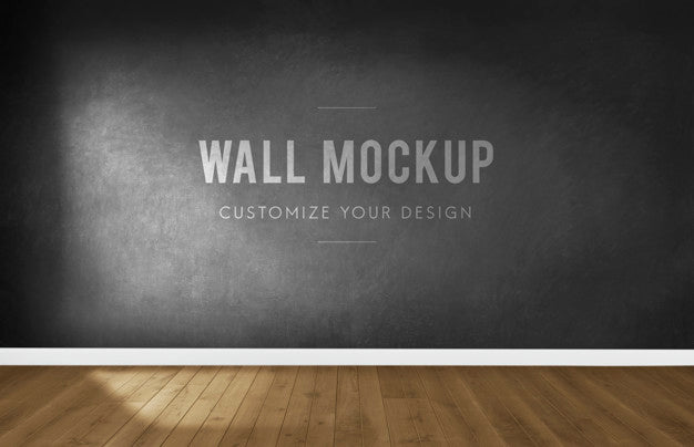 Empty Room With A Dark Gray Wall Mockup Psd