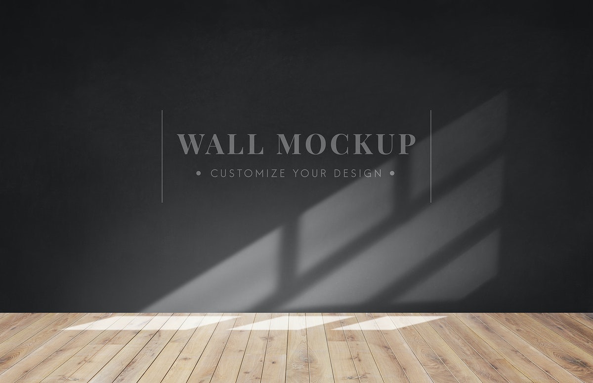 Empty Room With A Dark Gray Wall Mockup