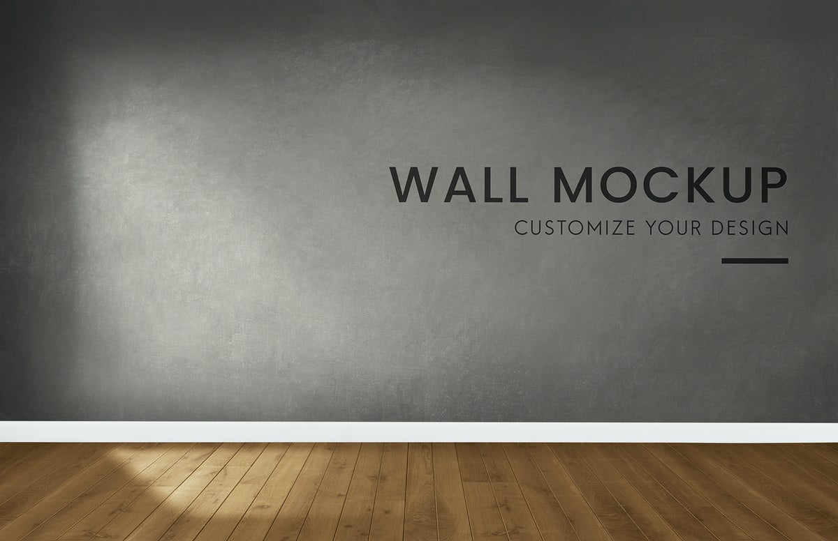 Empty Room With A Dark Gray Wall Mockup