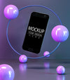 Empty Screen Smartphone Mockup With Spheres Psd