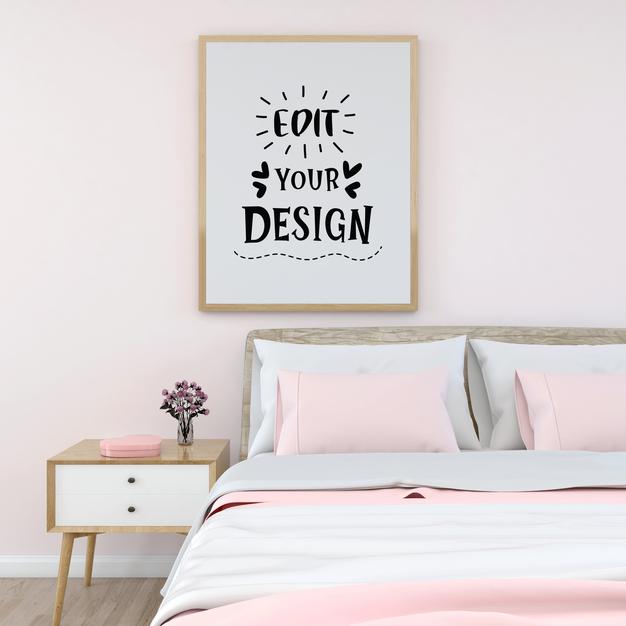 Empty Wall Interior Furniture 3D Psd Mockup Psd