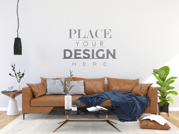Empty Wall Interior Furniture 3D Psd Mockup Psd