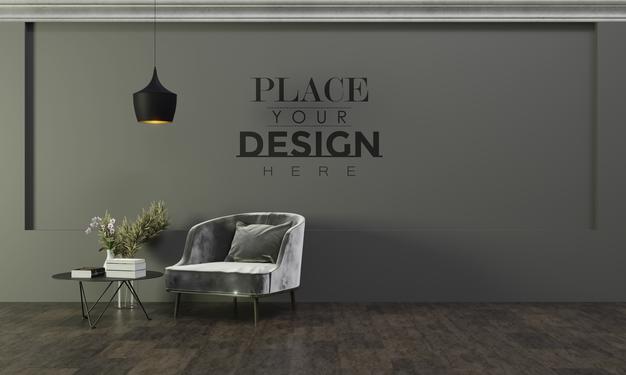 Empty Wall Interior Furniture 3D Psd Mockup Psd