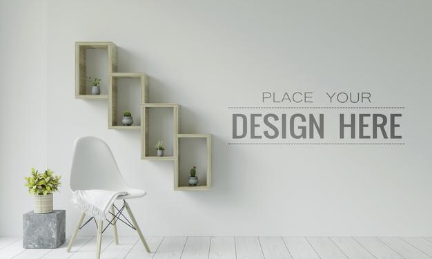 Empty Wall Interior Furniture 3D Psd Mockup Psd