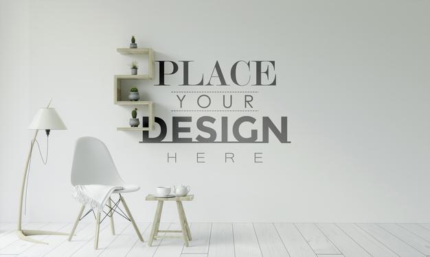 Empty Wall Interior Furniture 3D Psd Mockup Psd