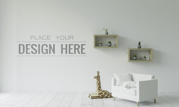 Empty Wall Interior Furniture 3D Psd Mockup Psd