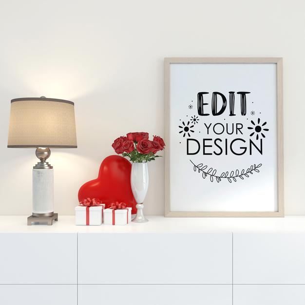 Empty Wall Interior Furniture 3D Psd Mockup Psd