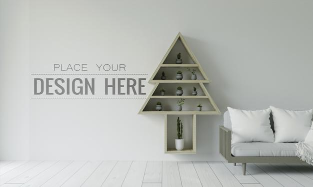 Empty Wall Interior Furniture 3D Psd Mockup Psd