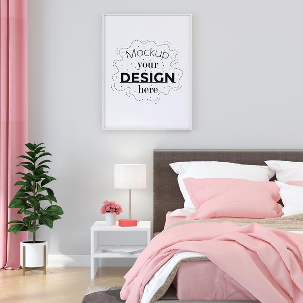 Empty Wall Interior Furniture 3D Psd Mockup Psd