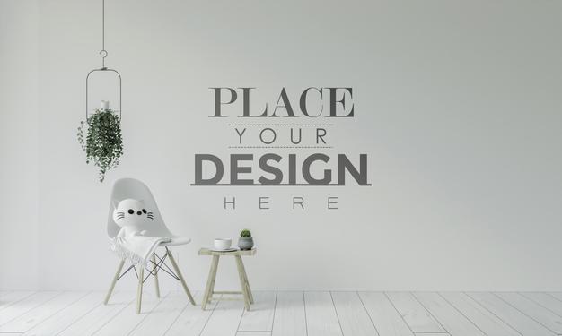 Empty Wall Interior Furniture 3D Psd Mockup Psd