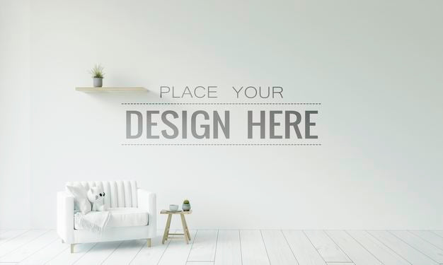 Empty Wall Interior Furniture 3D Psd Mockup Psd