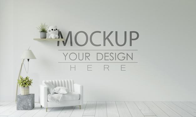 Empty Wall Interior Furniture 3D Psd Mockup Psd