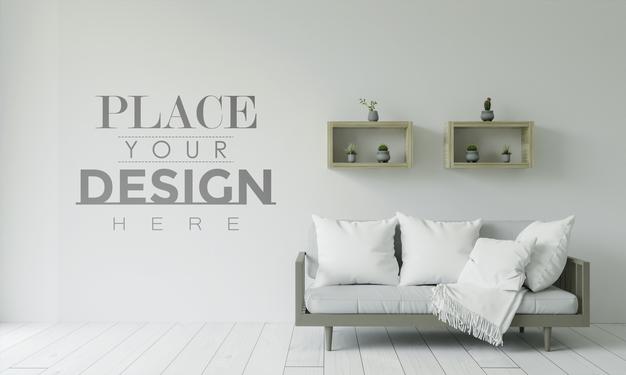Empty Wall Interior Furniture 3D Psd Mockup Psd