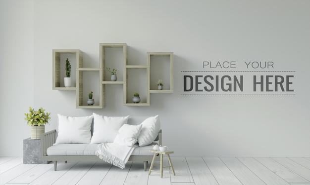 Empty Wall Interior Furniture 3D Psd Mockup Psd