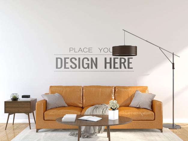 Empty Wall Interior Furniture 3D Psd Mockup Psd
