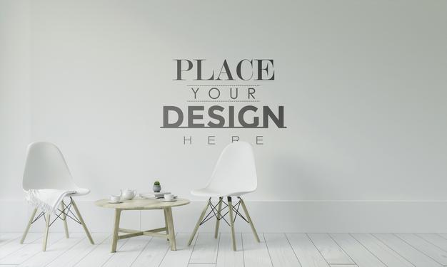 Empty Wall Interior Furniture 3D Psd Mockup Psd