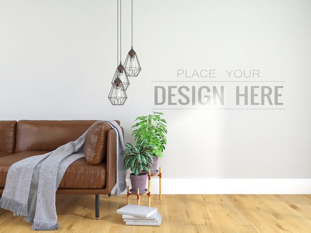 Empty Wall Interior Furniture 3D Psd Mockup Psd