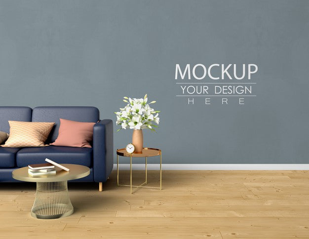 Empty Wall Mock Up With Home Decorating In The Living Room Modern Interior. Psd
