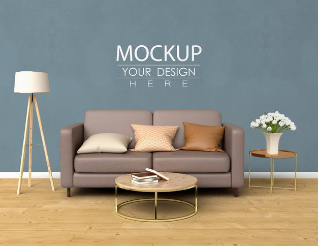 Empty Wall Mock Up With Home Decorating In The Living Room Modern Interior. Psd
