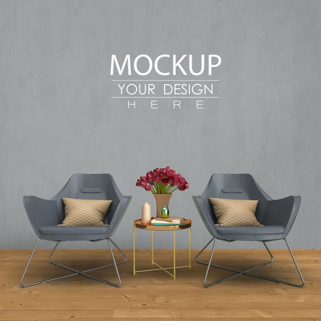 Empty Wall Mock Up With Home Decorating In The Living Room Modern Interior. Psd