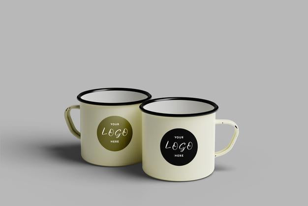 Enamel Mug Coffee Mockup Psd