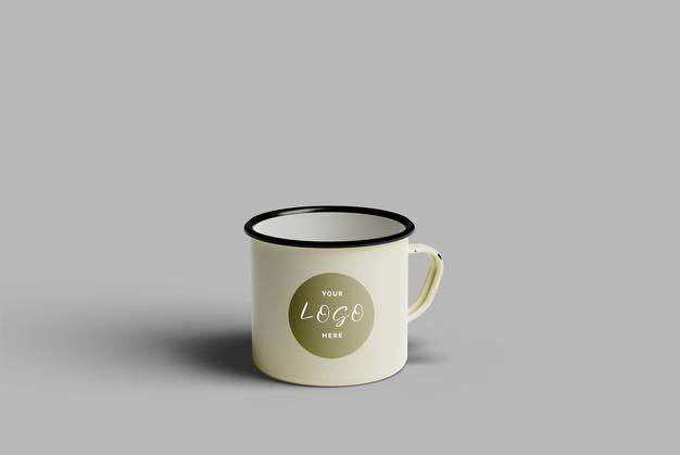 Enamel Mug Coffee Mockup Psd