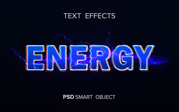 Energy Text Effect Mockup Psd