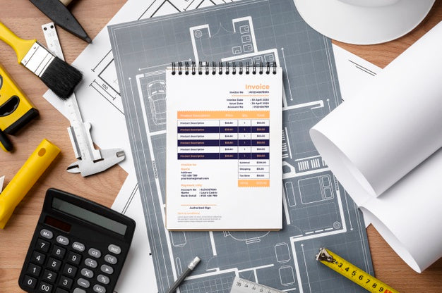 Engineering Tools With Notepad Mock-Up Psd