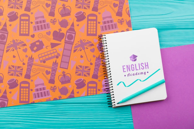 English Academy Notebook Mock-Up Psd
