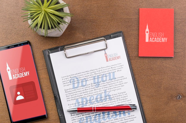 English Academy Smartphone Mock-Up Psd