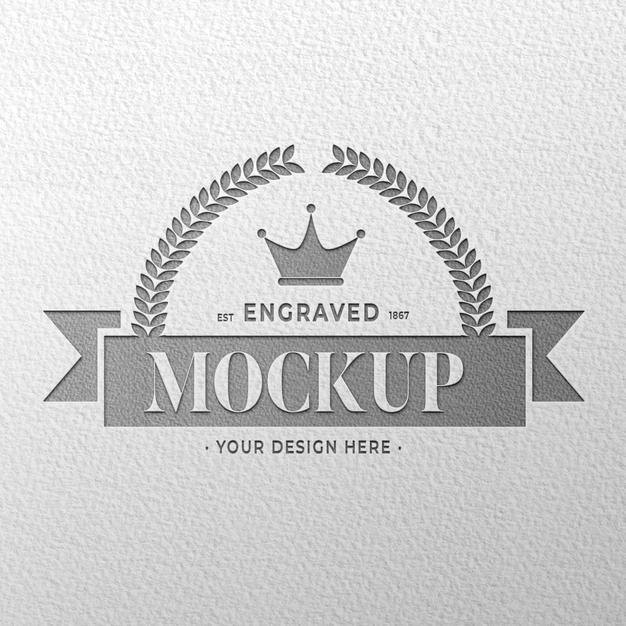 Engraved Silver Logo Mockup Psd