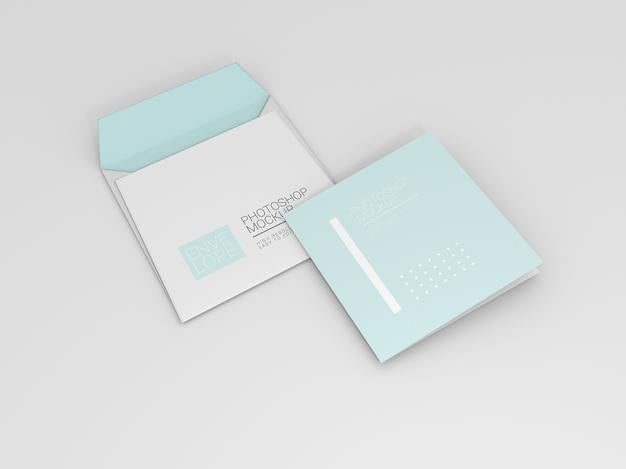 Envelope Mockup With Square Paper Psd