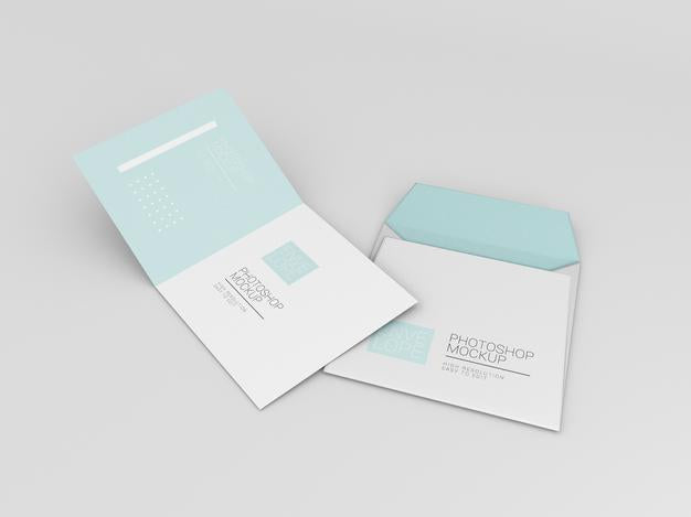 Envelope Mockup With Square Paper Psd
