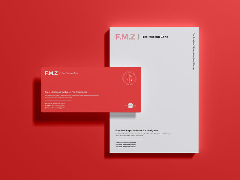 Envelope With A4 Letterhead Mockup Psd