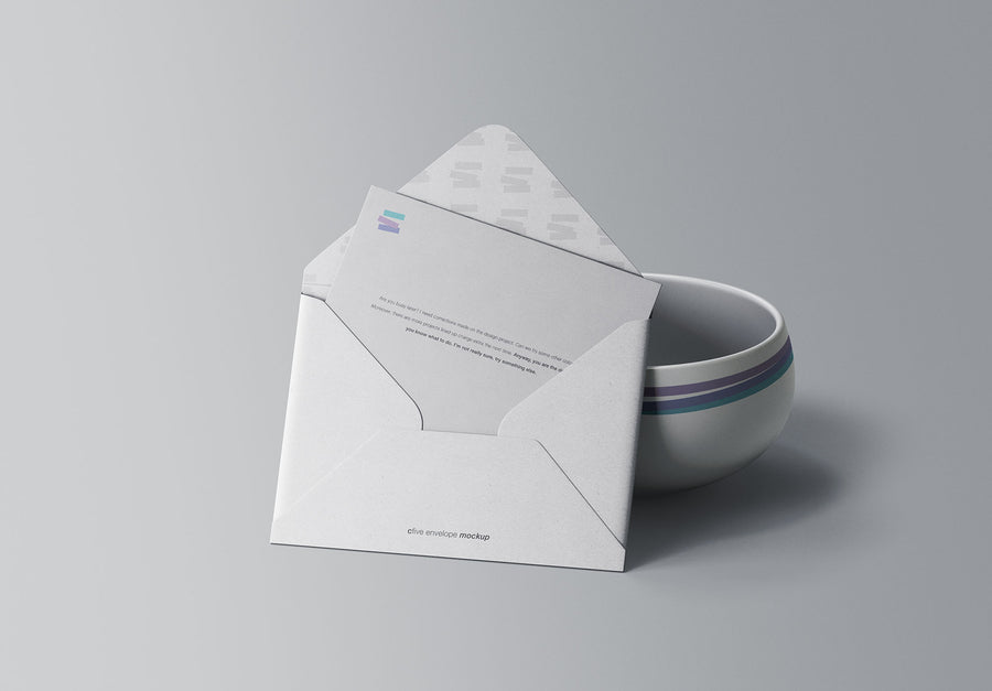 Envelope With Bowl Mockup