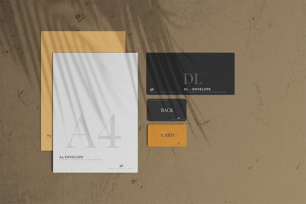 Envelope With Business Card Mockup Psd