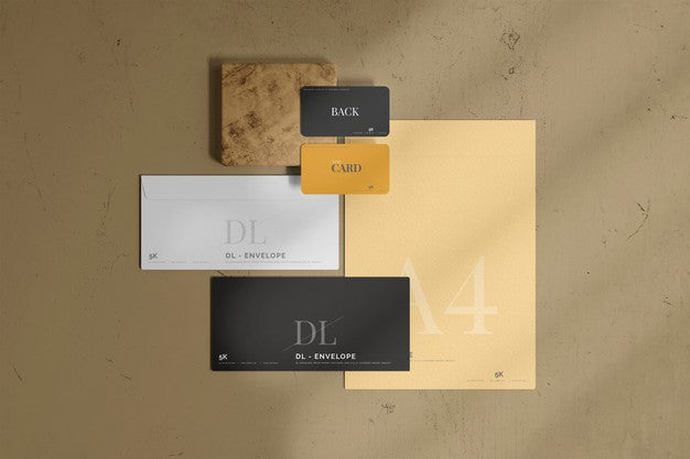 Envelope With Business Card Mockup Psd