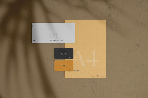 Envelope With Business Card Mockup Psd