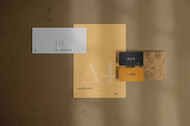 Envelope With Business Card Mockup Psd