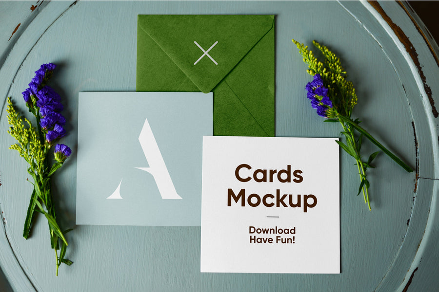 Envelope With Cards Mockup