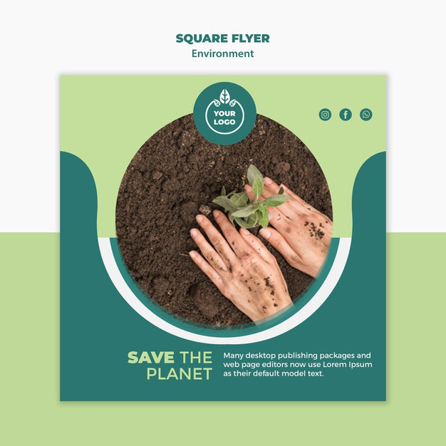 Environment Square Flyer Mock-Up Psd