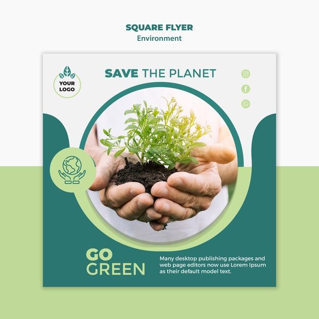 Environment Square Flyer Mock-Up Psd
