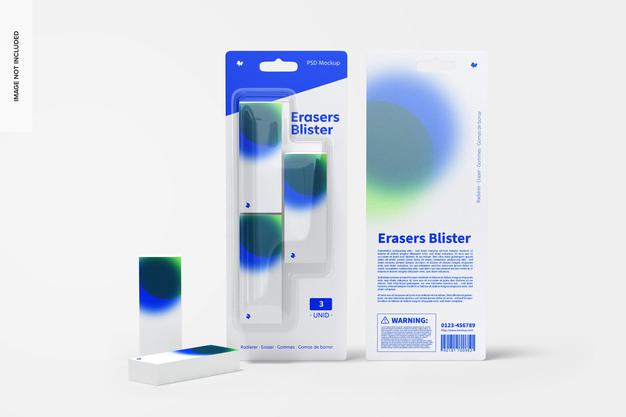 Erasers Blisters Mockup Psd