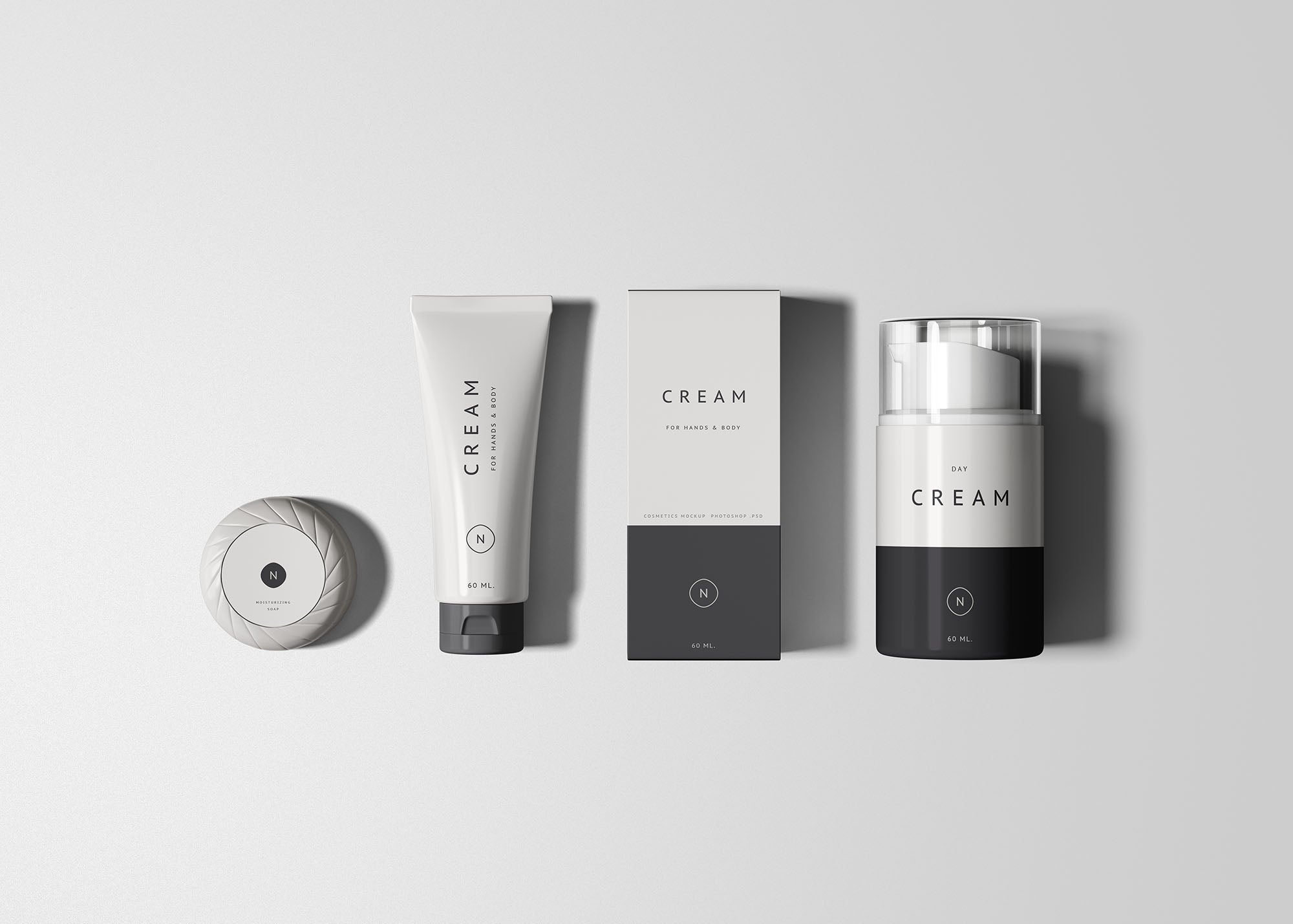 Essential Cosmetics Packaging Set Mockup