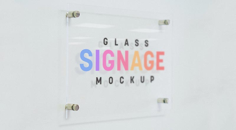 Etched Glass Signage Logo Mockup Psd